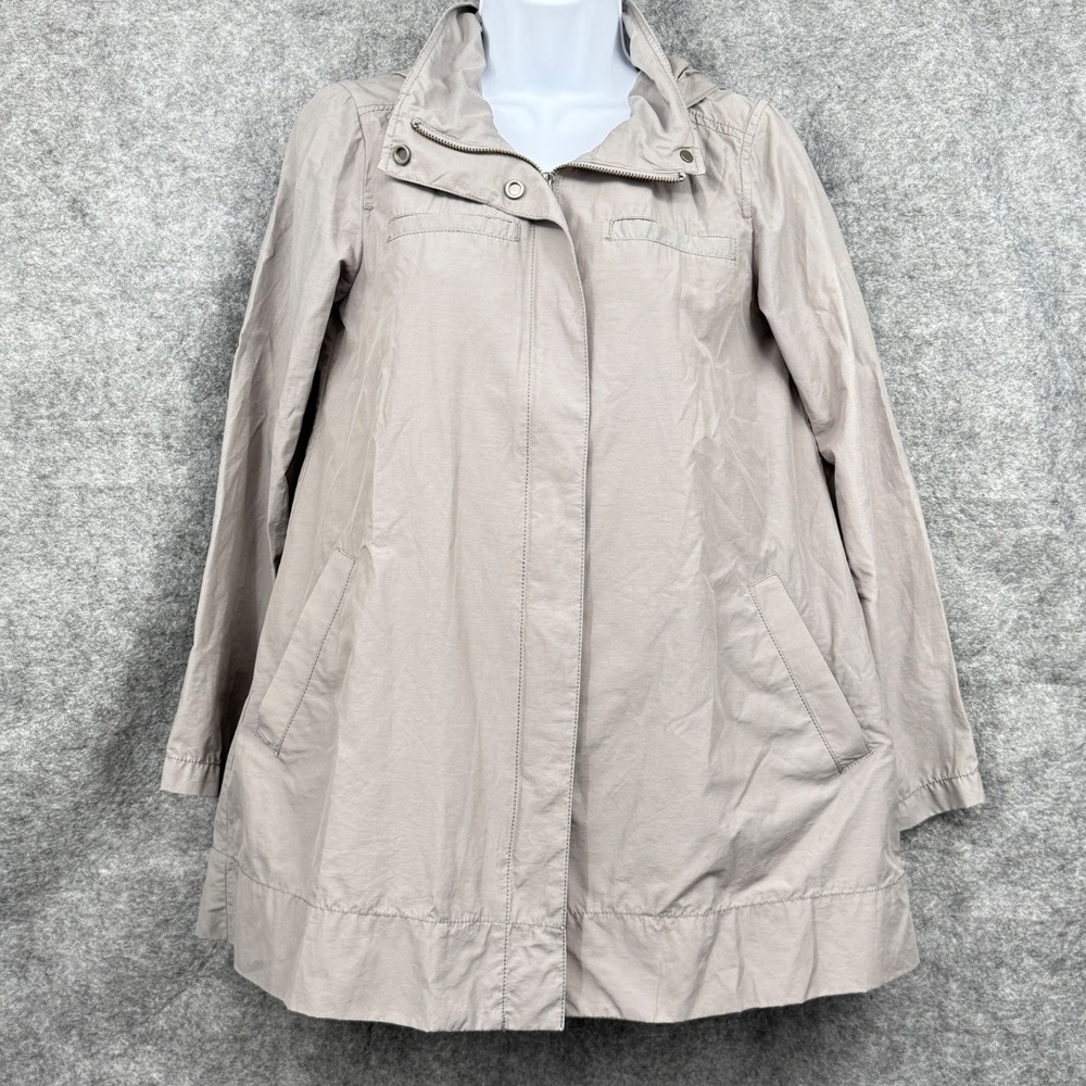 Eileen Fisher Womens Gray Tan Organic Cotton A-Line Lightweight Jacket Medium